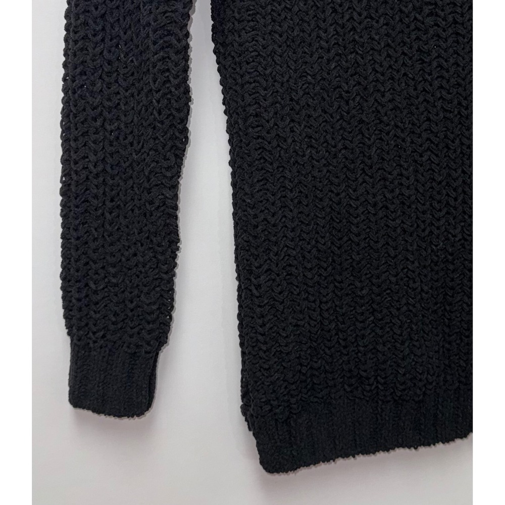 Thereabouts Black Open Knit Half-Zip Pullover Sweater‎ M Preppy Academia Layer - Picture 3 of 7